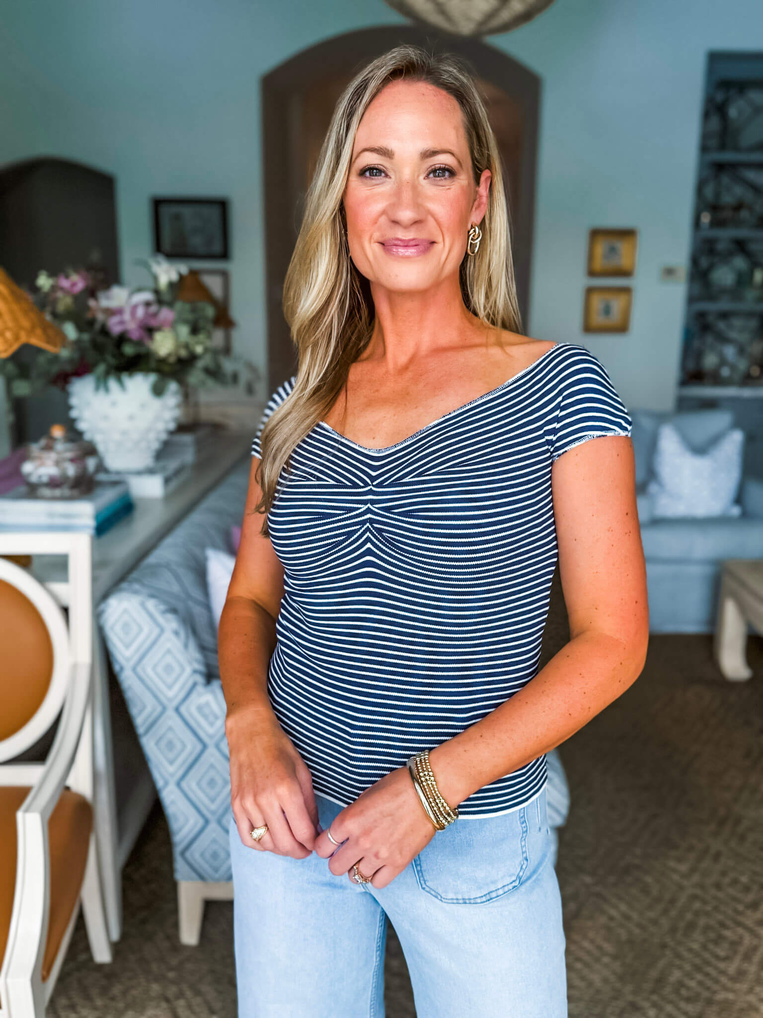 Yacht Life Striped Top -Navy/White