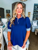 Stylish Staple Collared Top-Navy