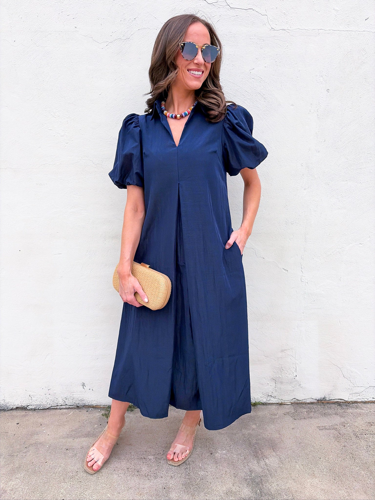Love Story Midi Dress-Navy
