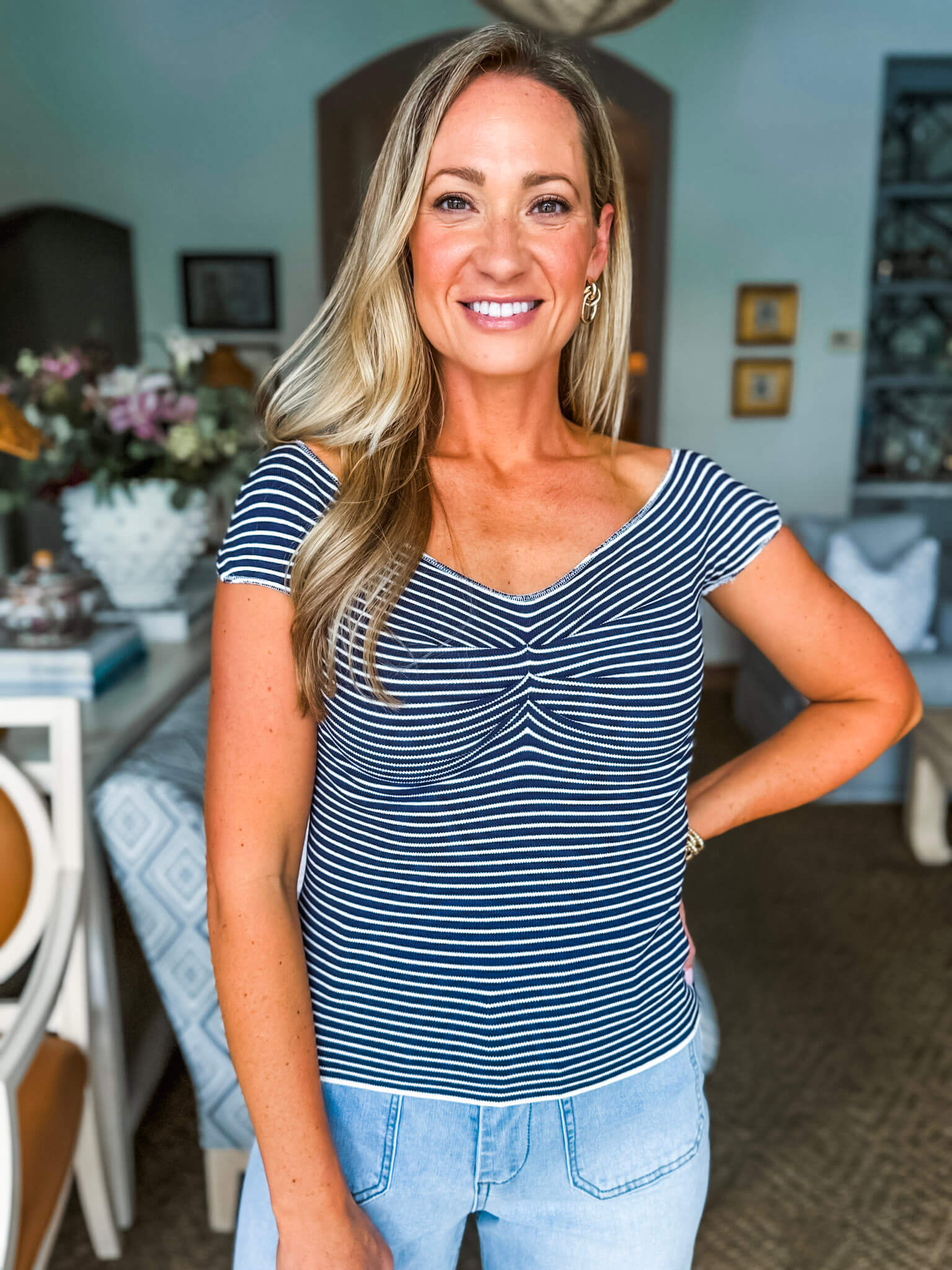 Yacht Life Striped Top -Navy/White