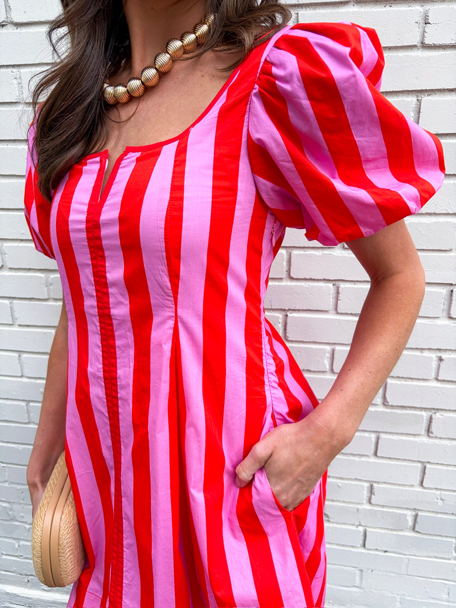 Boardwalk Babe Mini Dress-Pink/Red