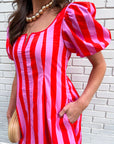 Boardwalk Babe Mini Dress-Pink/Red