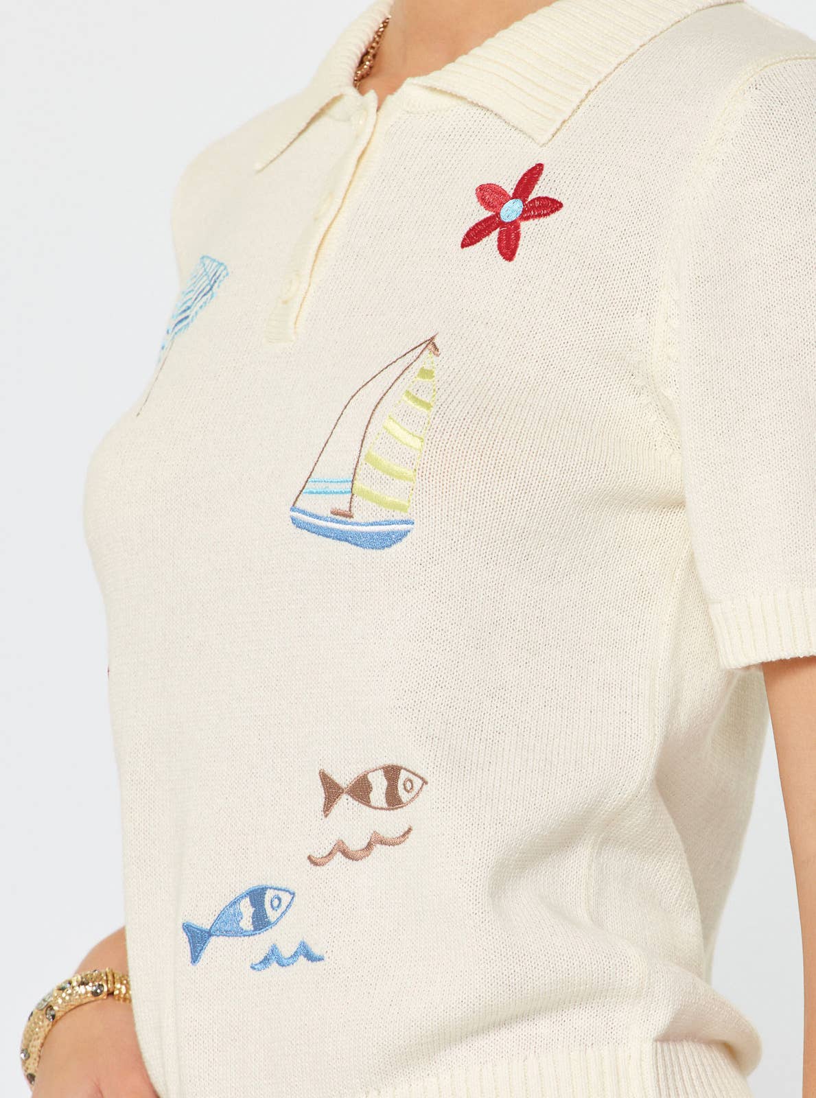 Nautical Moments Embroidered Knit Top