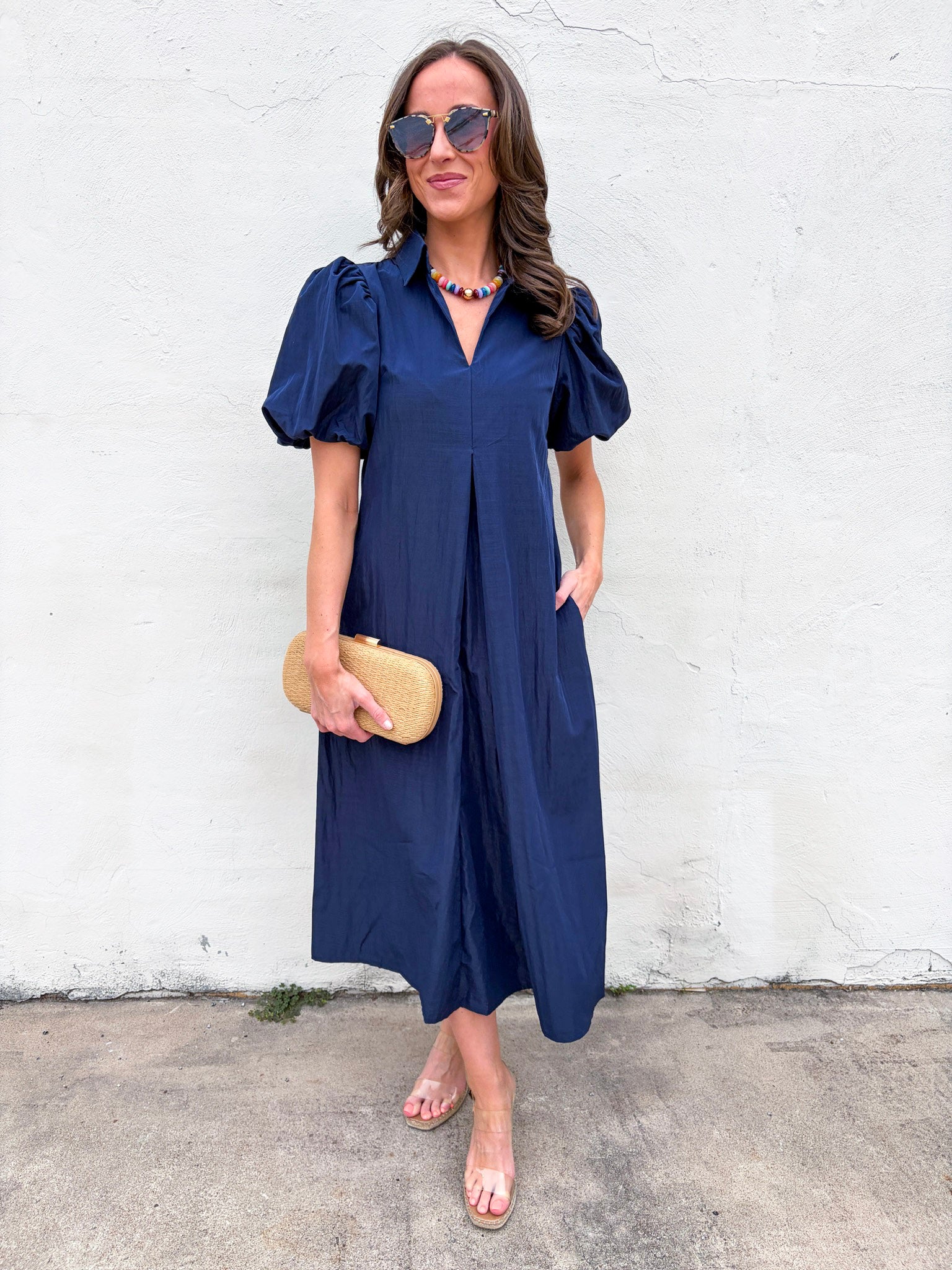 Love Story Midi Dress-Navy