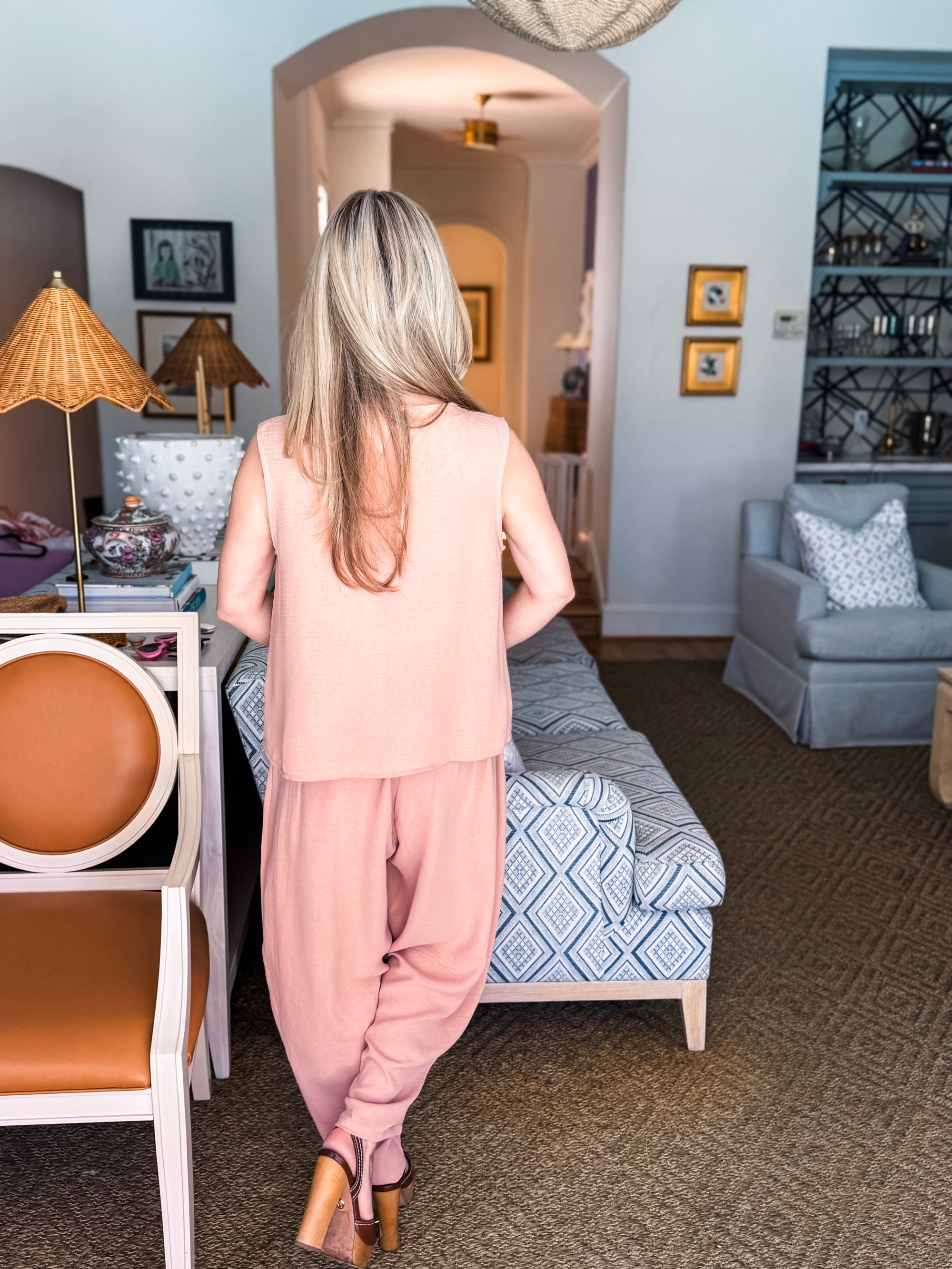 Abroad Adventure Textured Pant Set-Apricot