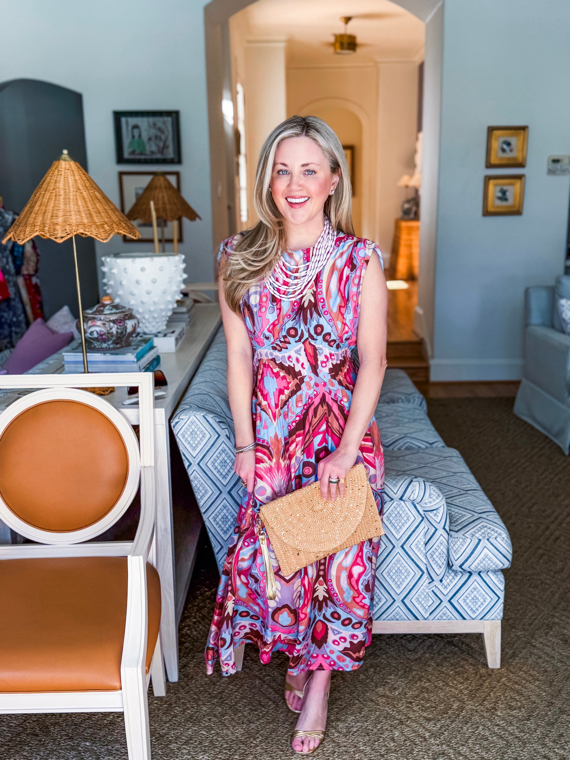 Sedonia Sunset Midi Dress-Pink/Blue