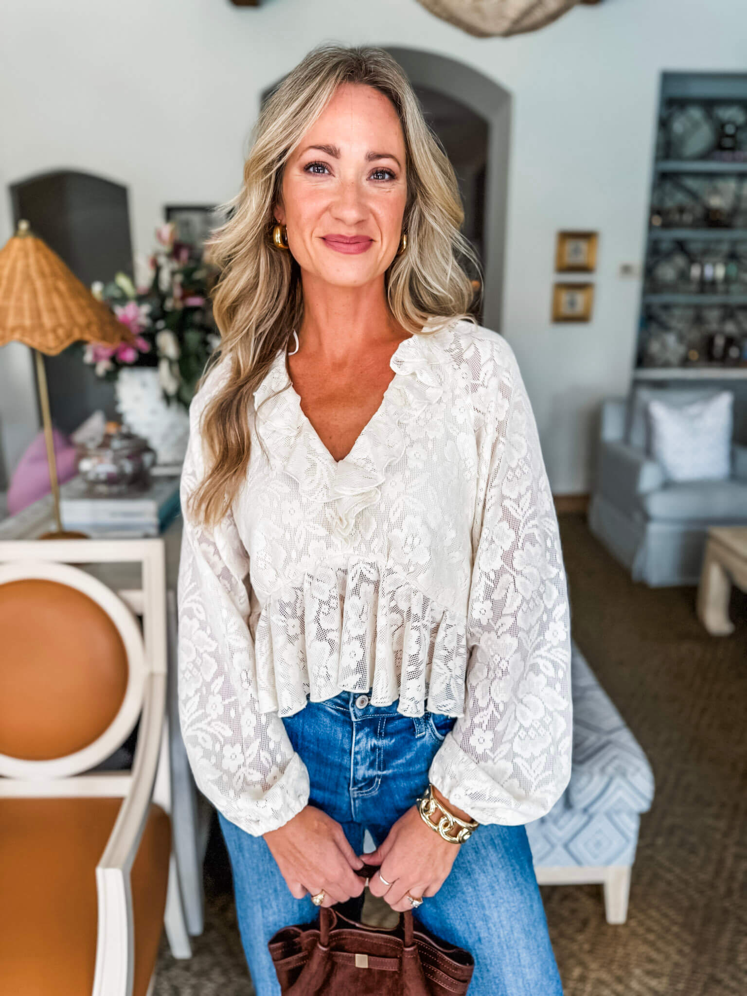 Romantic Wishes Ruffle Lace Top