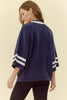 Slim Lines Sweater- Navy/Off White