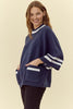 Slim Lines Sweater- Navy/Off White