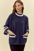 Slim Lines Sweater- Navy/Off White