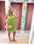 Romantic Evening Mini Dress-Olive