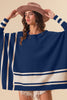 Sports Mode Batwing Sweater- Navy/Ivory