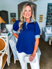 Stylish Staple Collared Top-Navy