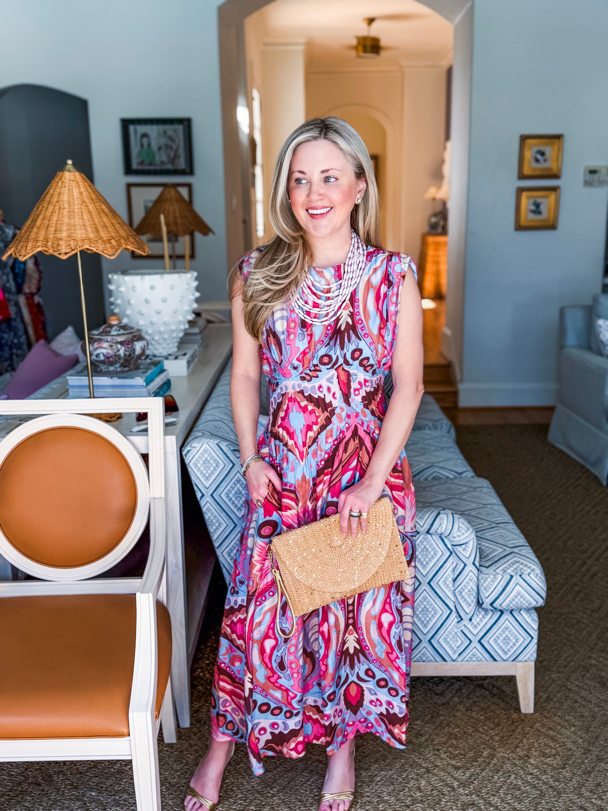 Sedonia Sunset Midi Dress-Pink/Blue