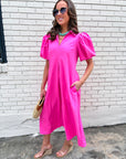 Love Story Midi Dress-Hot Pink