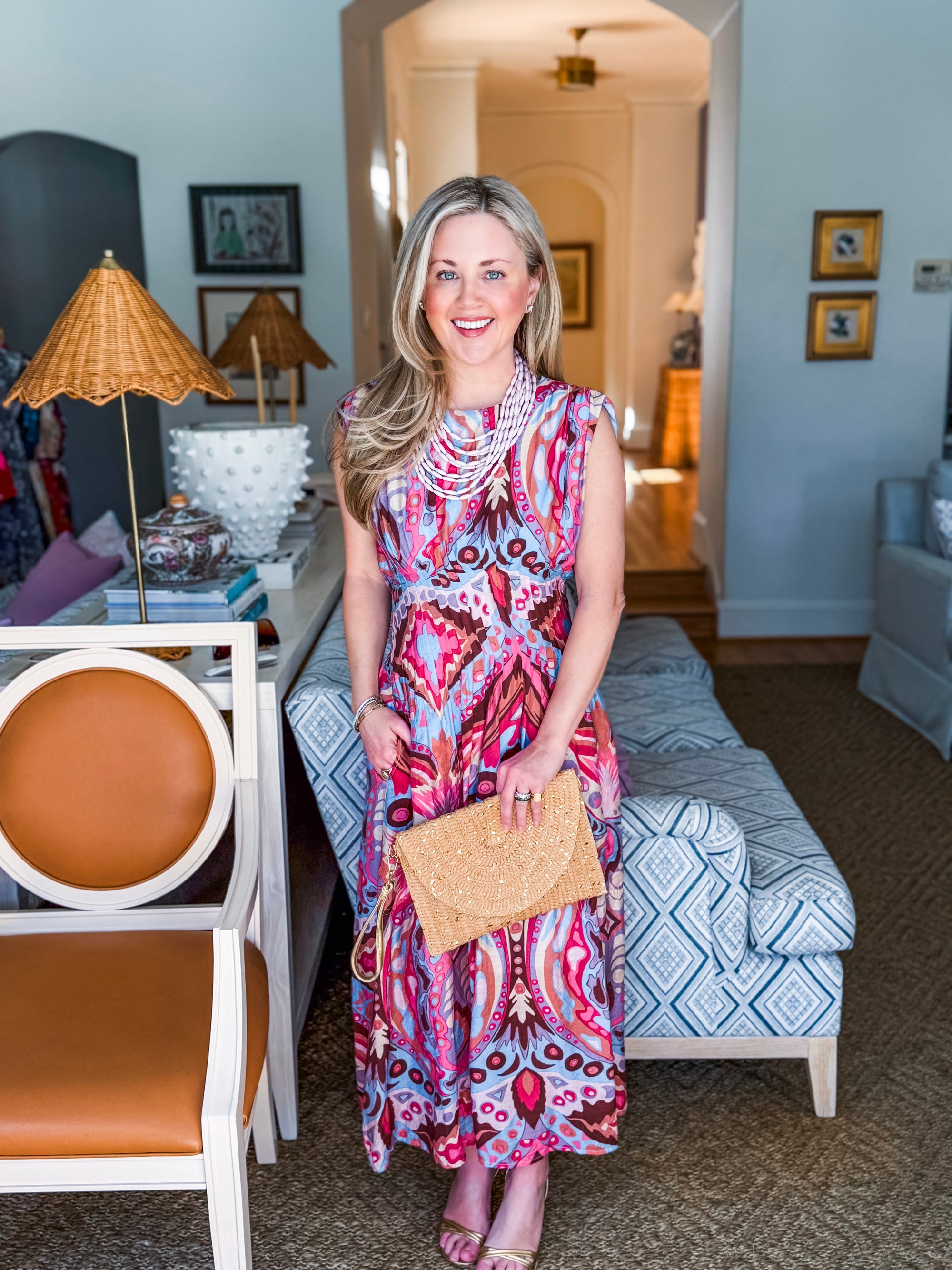 Sedonia Sunset Midi Dress-Pink/Blue