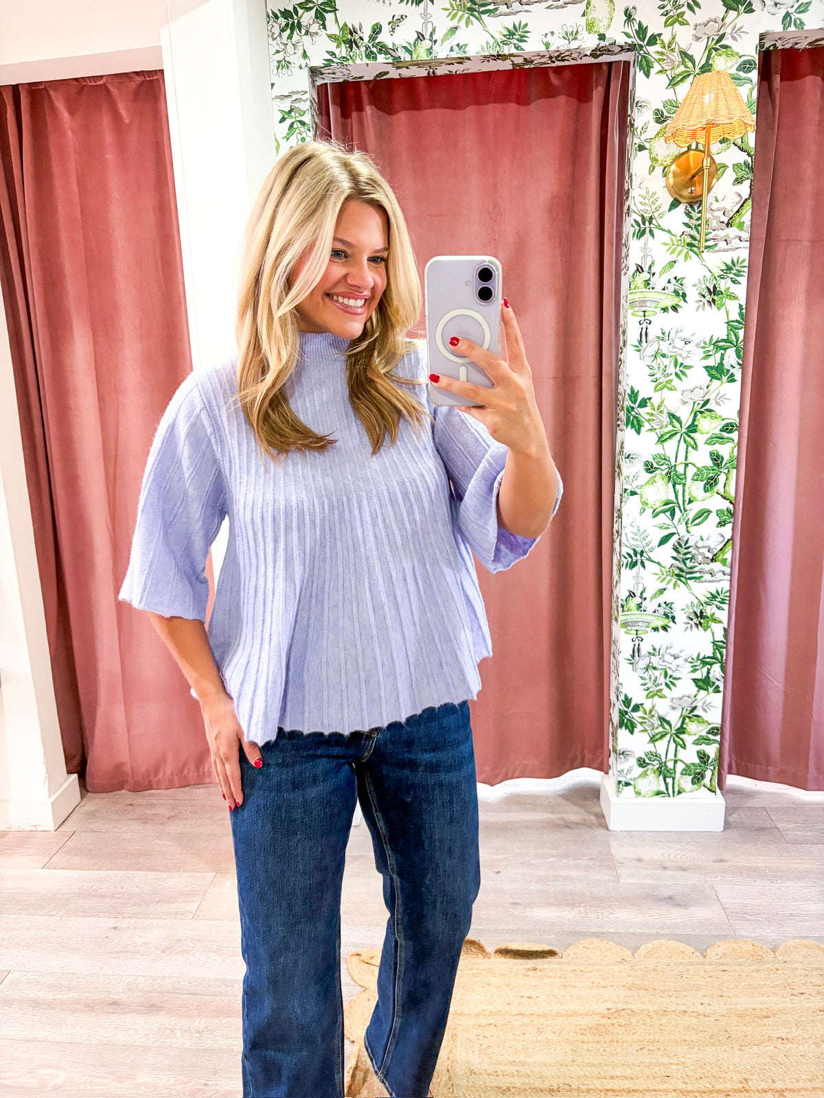 The Classic Swing Sweater-Lavender