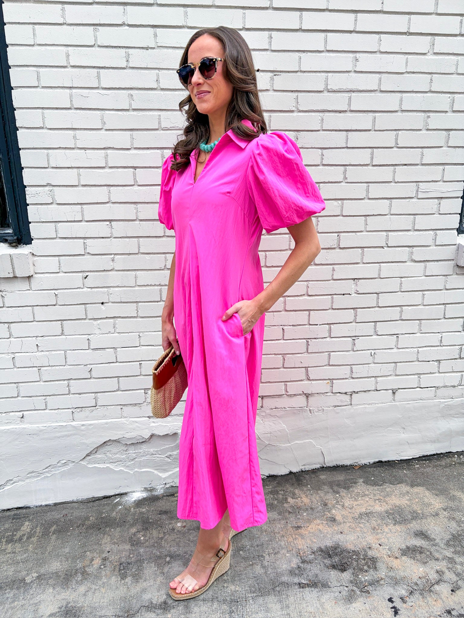 Love Story Midi Dress-Hot Pink Pomp & Circumstance Boutique by Marie Earthman Love Story Midi Dress-Hot Pink Pomp & Circumstance Boutique by Marie Earthman