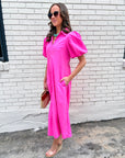 Love Story Midi Dress-Hot Pink