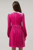 PREORDER: Glow Bow Velvet Dress- Hot Pink