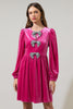 PREORDER: Glow Bow Velvet Dress- Hot Pink