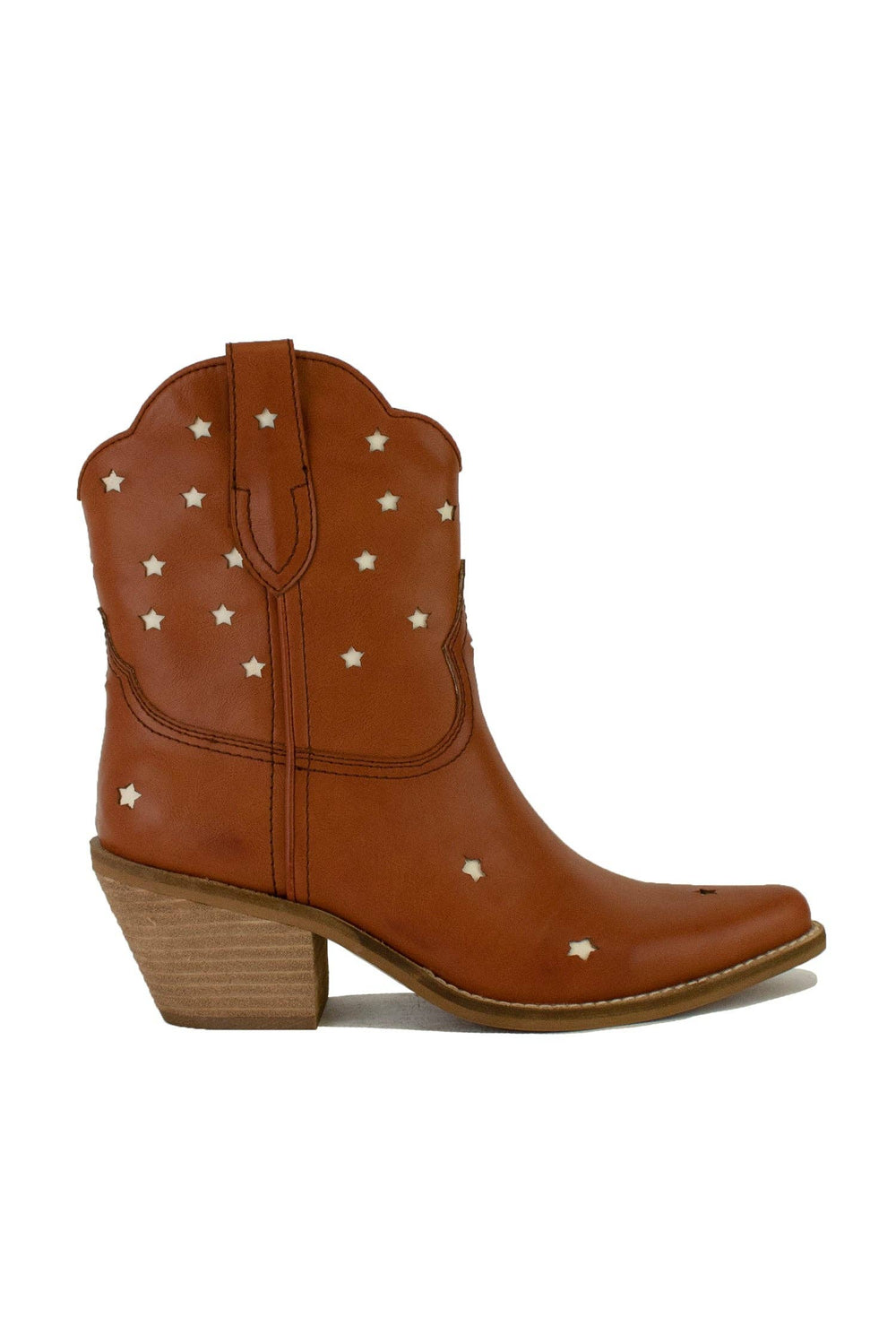 Star Embellished Cowboy Boots-Brown