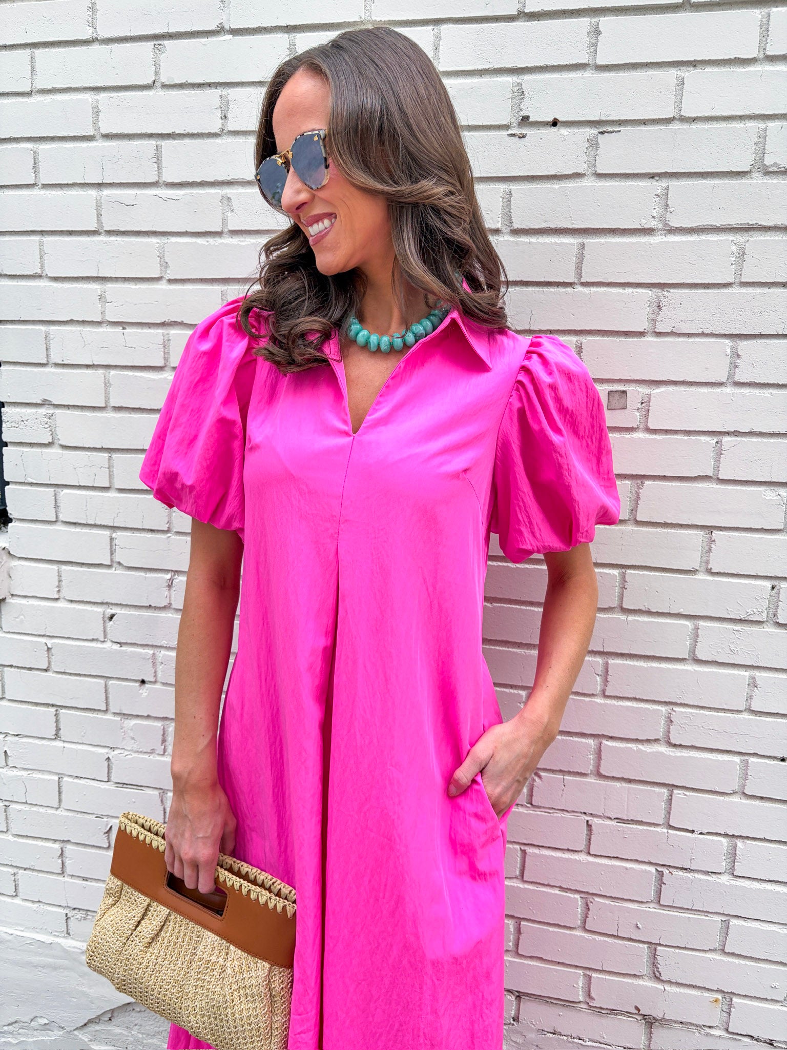 Love Story Midi Dress-Hot Pink