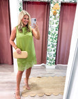 Romantic Evening Mini Dress-Olive