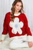 Flower Power Sweater- Burgundy