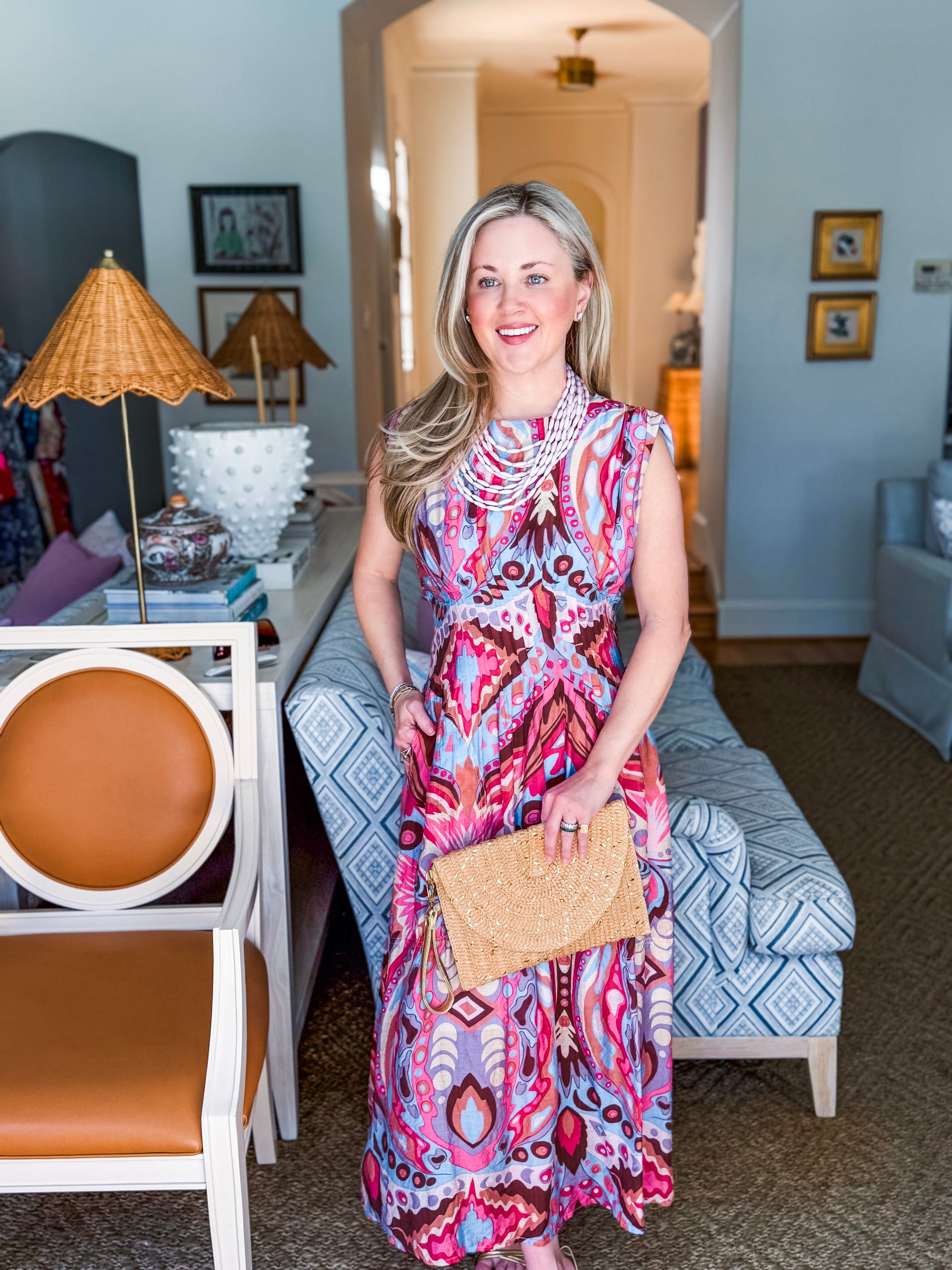 Sedonia Sunset Midi Dress-Pink/Blue