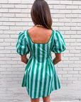 Boardwalk Babe Mini Dress-Green/Mint
