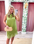 Romantic Evening Mini Dress-Olive
