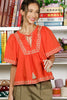 SantaFe Embroidered Top- Rust