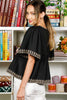 SantaFe Embroidered Top- Black