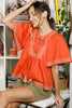 SantaFe Embroidered Top- Rust