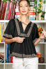 SantaFe Embroidered Top- Black