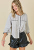 Pinstripe Charm Top- Ivory/Black