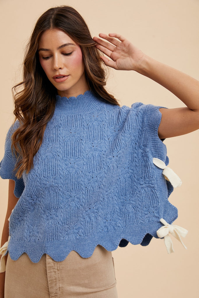 Dreamy Details Sweater Vest- Denim Blue