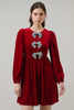 PREORDER: Glow Bow Velvet Dress- Red