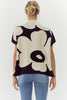 Big Flower Knit Top- Ivory/Black