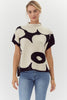 Big Flower Knit Top- Ivory/Black