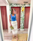 Scallop Wave Knit Top-Blue