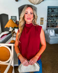 Polished Affair Top-Burgundy