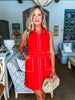 Bonjour Babe Collar Dress-Red