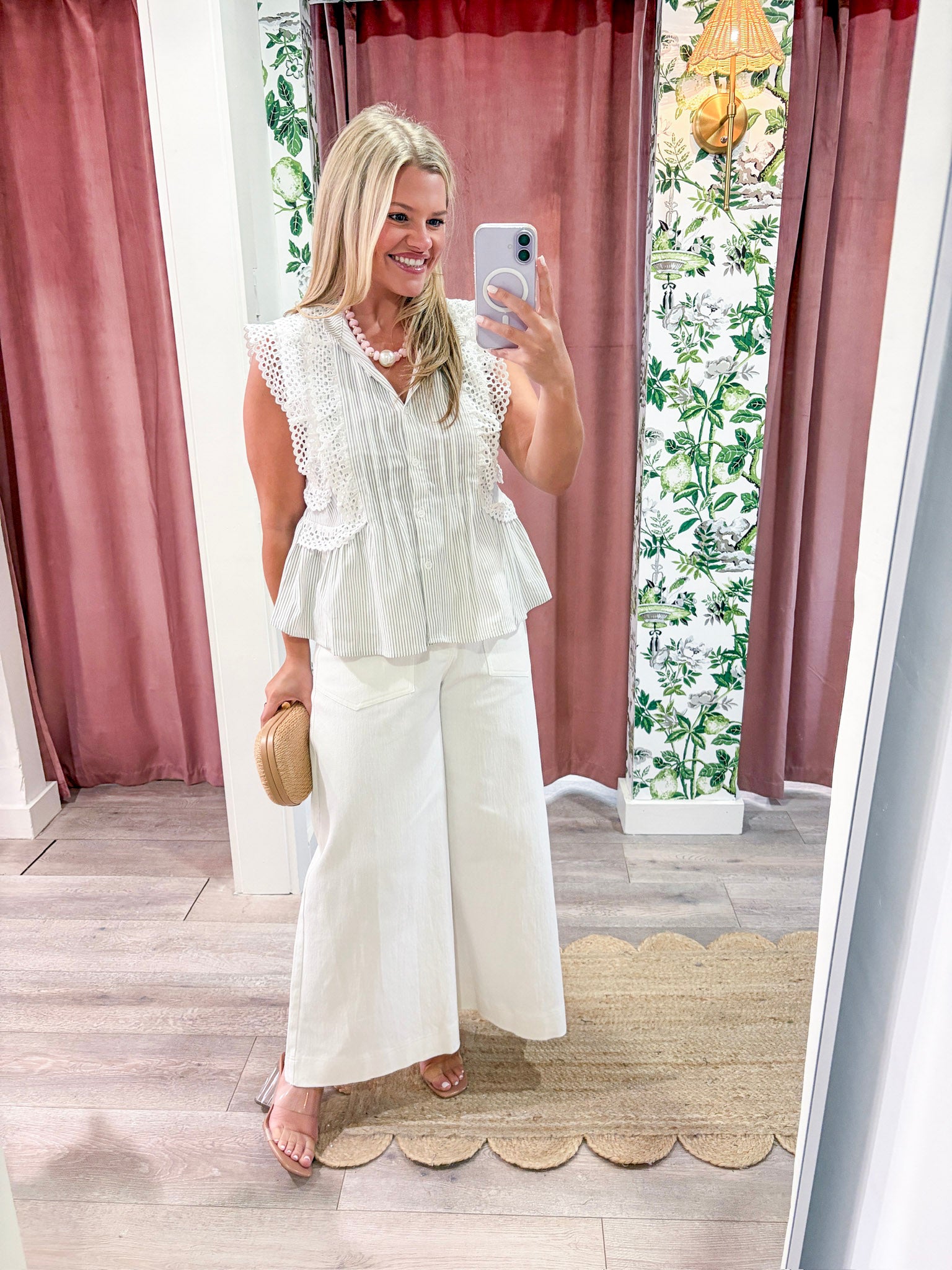 Harbor Heirloom Top-White/Gray