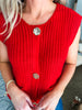 Preppy Moment Sweater Vest- Red