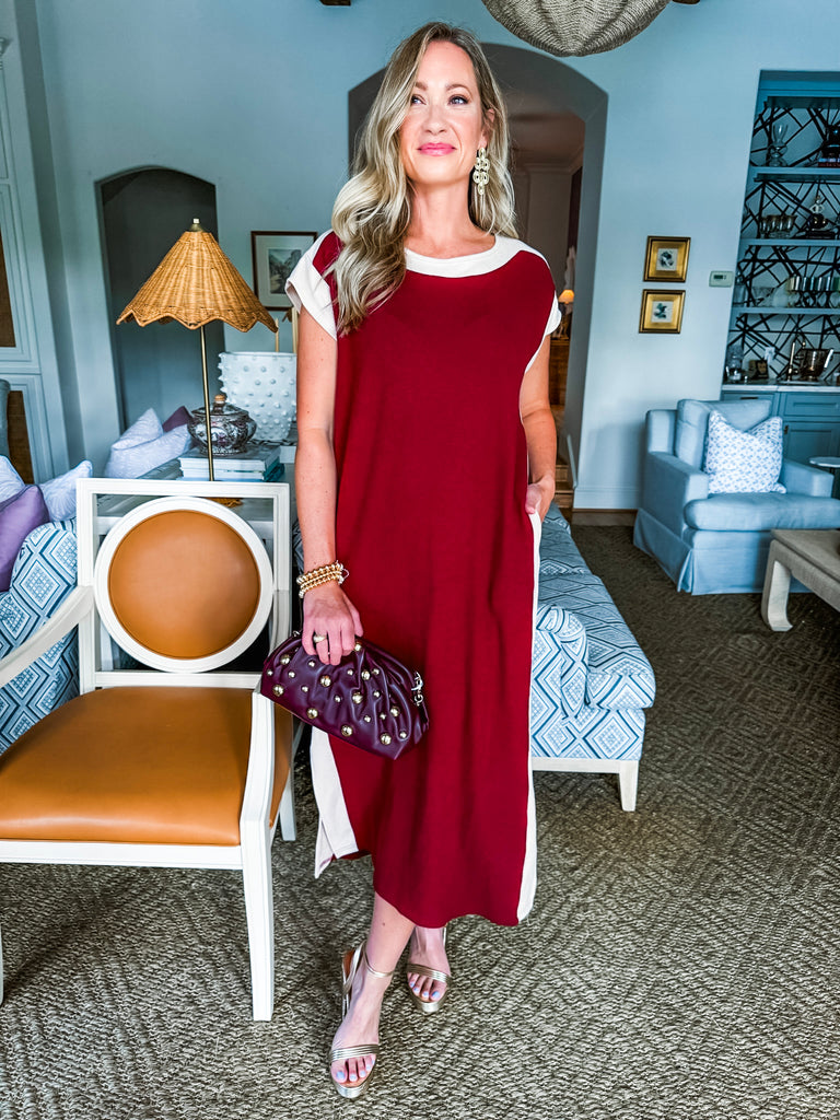 Everyday Easy Knit Dress- Merlot