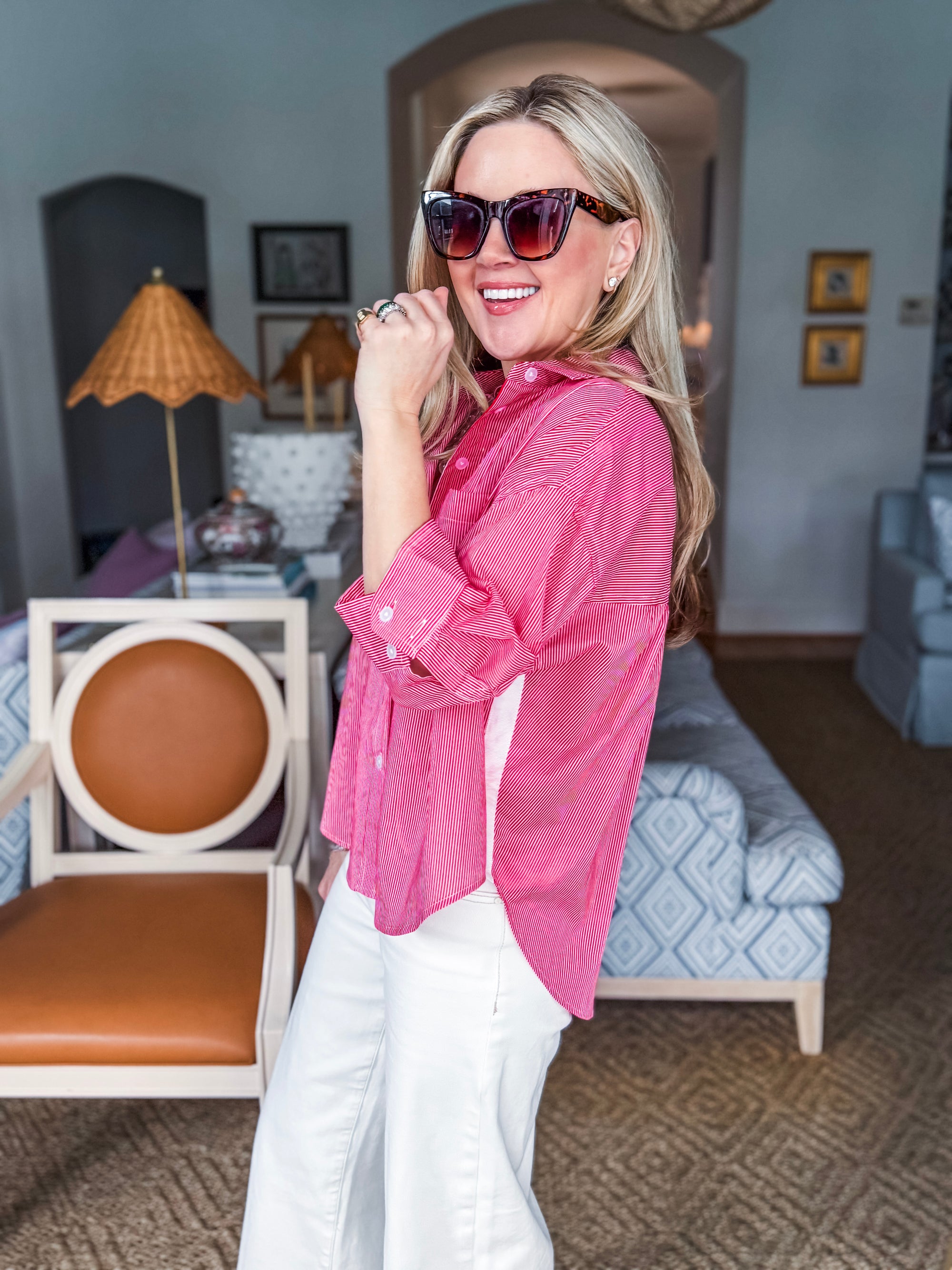 The Bellemar Striped Top- Red