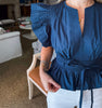 Whirlwind Romance Poplin Top-Navy