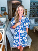 Tropical Villa Mini Dress-Slate Blue